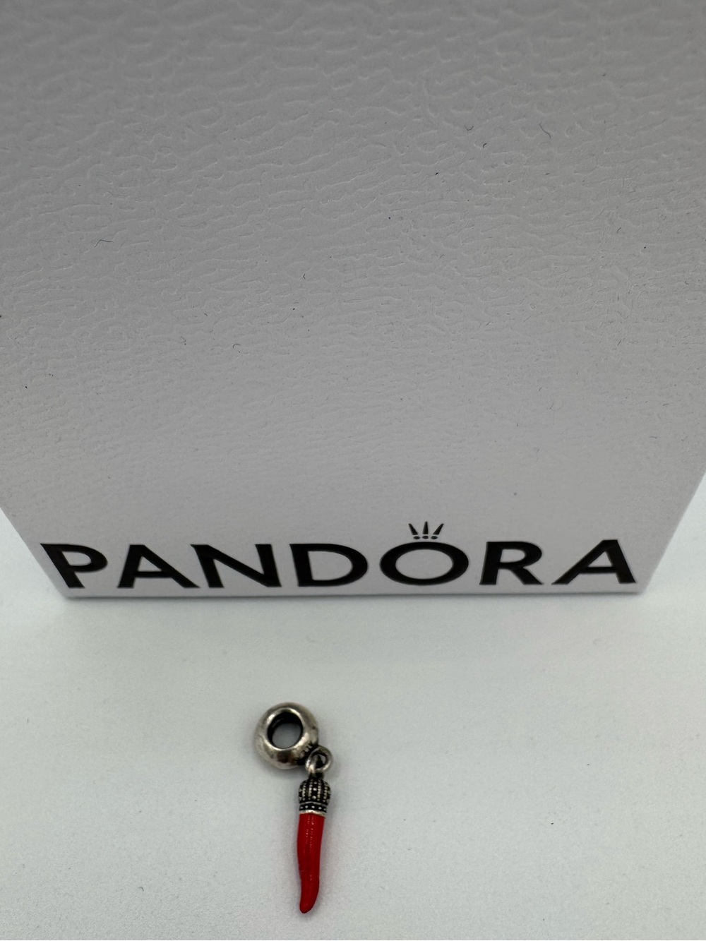 Pandora Charm Sterling Silver Corno Dangle with Red Enamel Retired No box